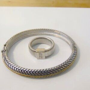 Emma Skye Stainless steel Bangle and Crystal Stretch Ring 9-12